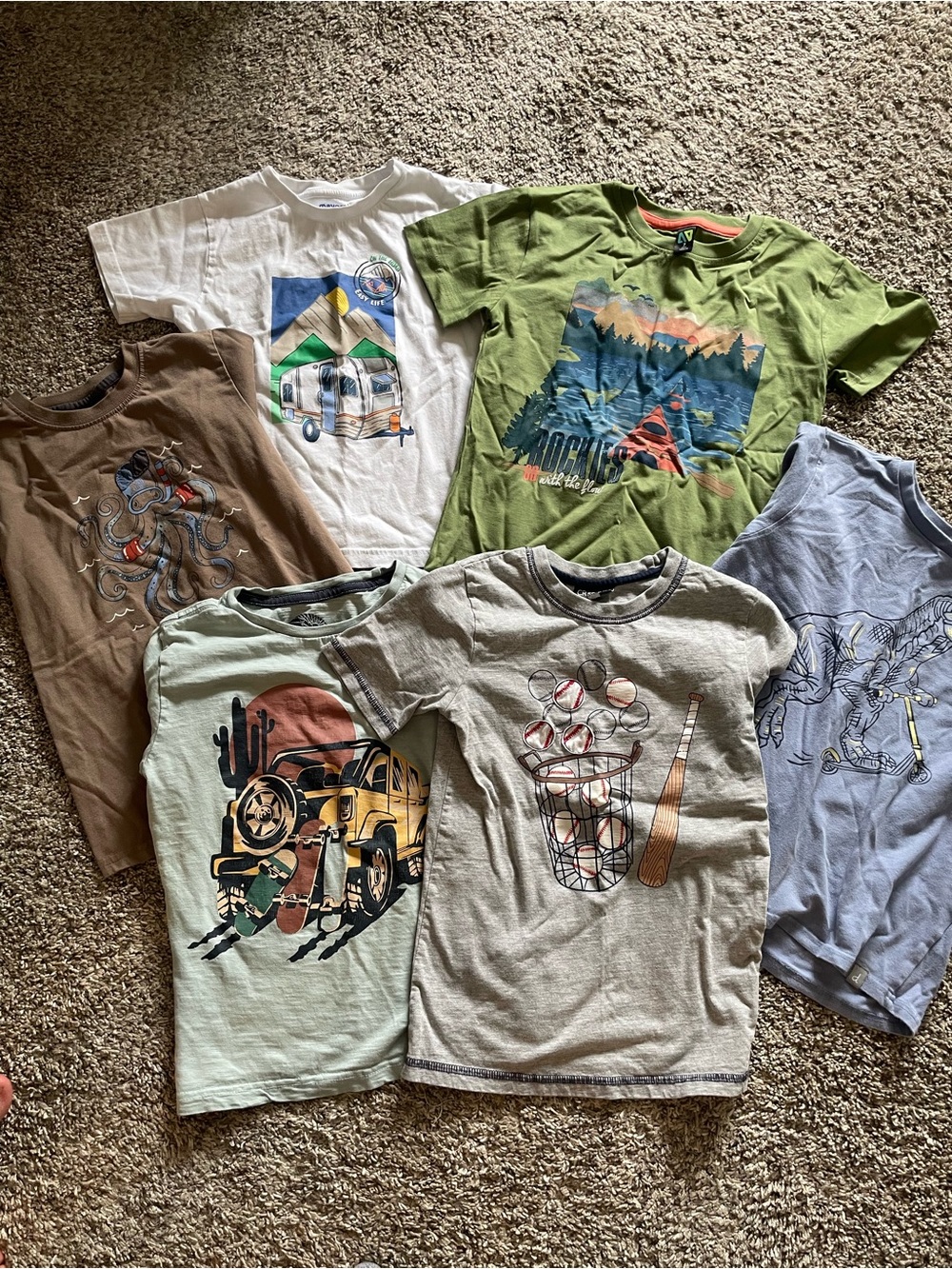 Boys Graphic T-Shirt Bundle - Assorted Name Brand - Sizes 6 and 7